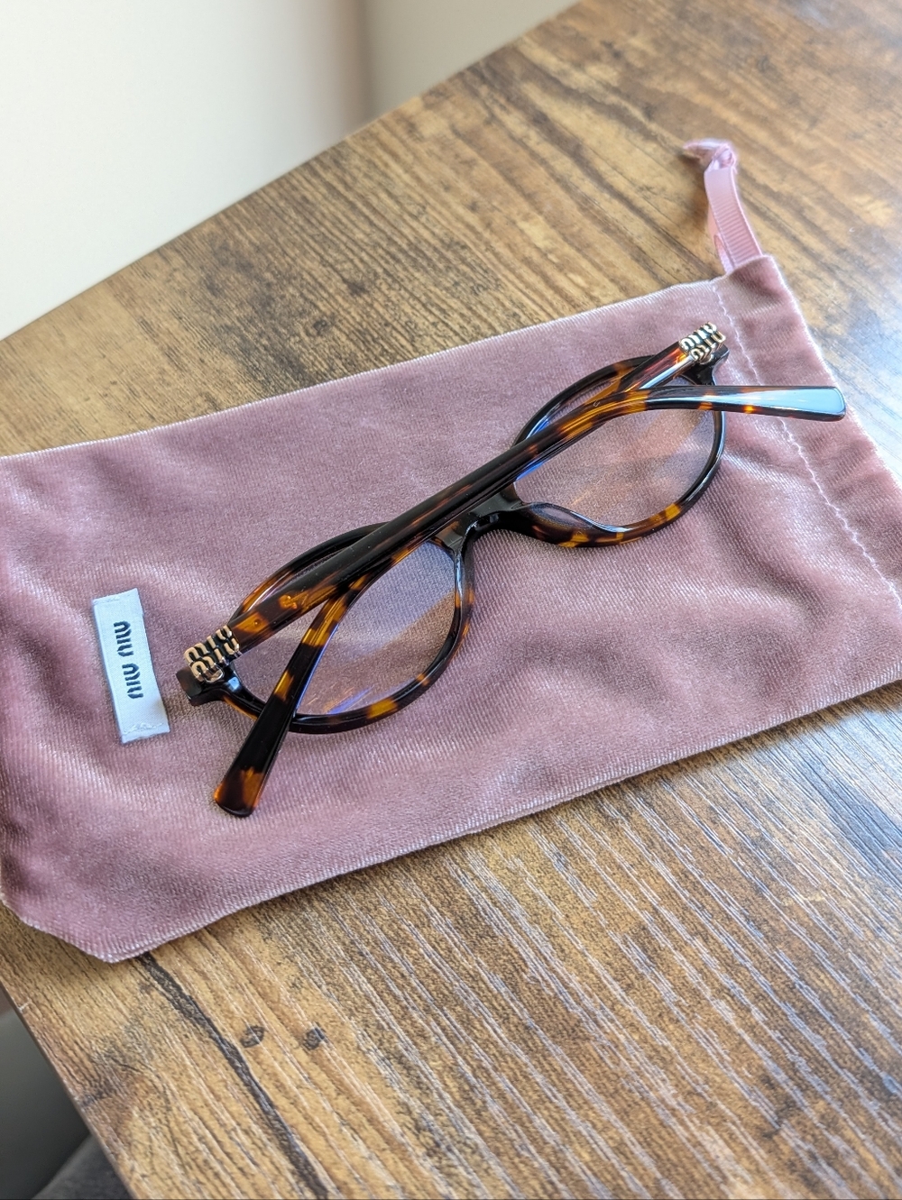 MiuMiu MU 04ZS Regard Blue Light Glasses - Tortoiseshell Round Brown Authentic